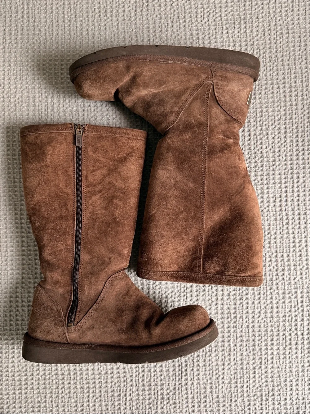 UGG Brown Suede Mid-Calf Zip Winter Boots